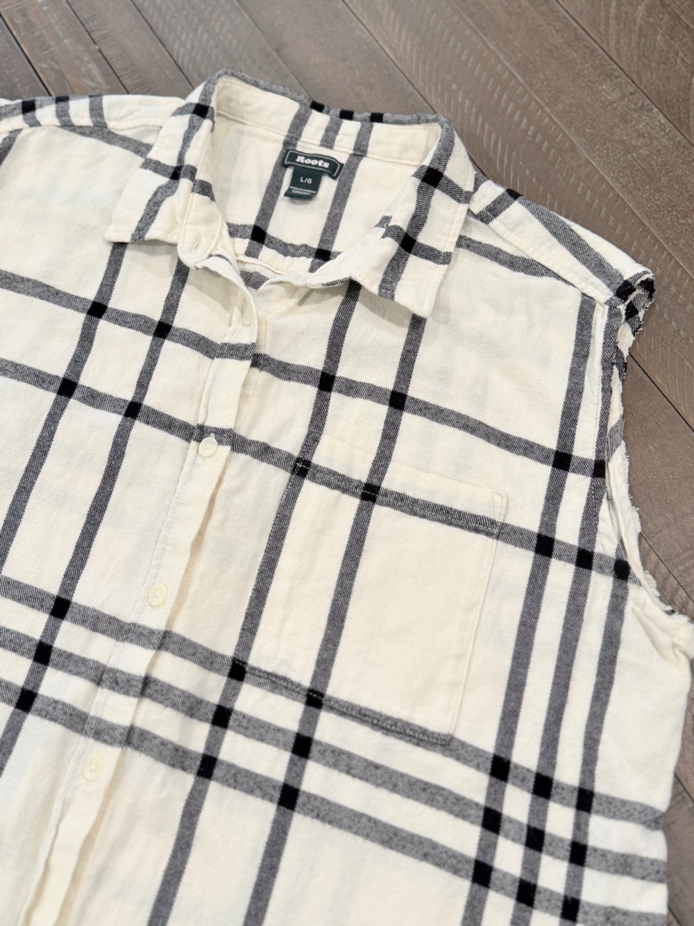 Roots Men's Cream Plaid Button-Down Shirt - Black & Gray